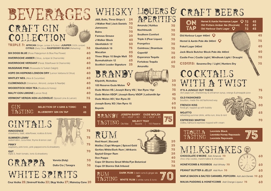 chard beverages menu 2020